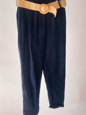 Granatowe spodnie len z wiskozą