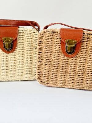 Torebka prostokątny, wiklinowy koszyk