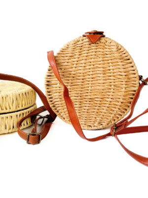 Torebka wiklinowa okrągłą na pasku